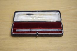 A Mabie Todd and Bard The Swan eye dropper fountain pen in engine turned silver overlay having a