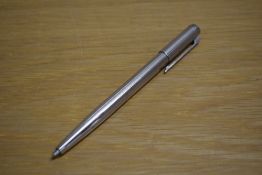 A boxed Biro-Swan ballpoint pen in white metal