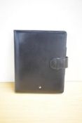 A Montblanc A5 organiser in black leather. In soft bag and box, box worn 24x19x5