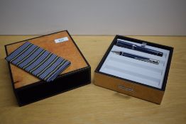 A boxed Parker Duofold Centennial converter fill fountain pen and propelling pencil set in navy