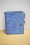 A Filofax Classic Croc A5 Organiser in blue Italian calf leather 24 x 19cm