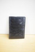 A WA Goold calf skin organiser in black. No strap 13.5x18.5cm