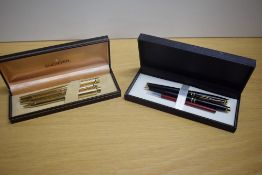 A boxed Sheaffer Targa 1005 converter fill fountain pen, ballpoint pen and propelling pencil set