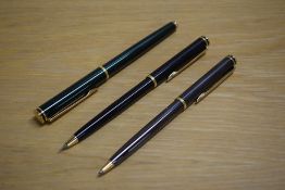 A Waterman Maestro rollerball pen in Metallic Green, a Waterman Maestro ballpoint pen in Metallic