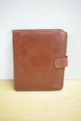 A boxed Texier Personal Management System Workbook Organiser in brown leather 24 x 19cm