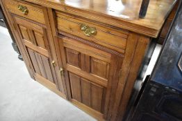 A late Victorian sideboard base of shallow proportions, width approx. 106cm