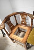 A 19th Century oak corner chair frame