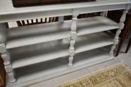 A shabby chic style shelf unit, approx. Width 160cm