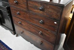 A 19th Century mahogany chest of two over three drawers, width approx. 118cm