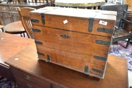 A 19th Century oak travelling chest of small proportions, possibly clerical or campaign related ,