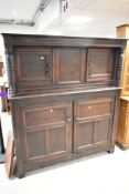 A period oak court cupboard , of simplistic design , width approx. 148cm