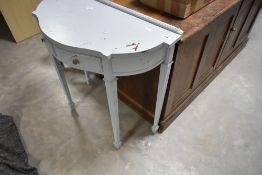 A painted reproduction hall table