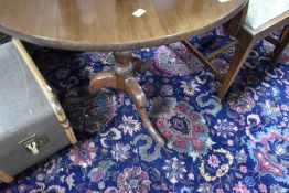 A Victorian mahogany pedestal table table having circular top, turned column and triple splay