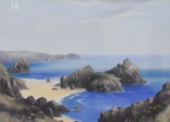 Harold Gordon (British 19th/20th century) watercolour and gouache, Kynance Cove, Cornwall, signed