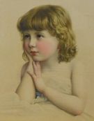 A pair of early 20th Century coloured prints, portraits of young children, framed, mounted, and