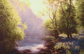 Michael James Smith (British b.1976) a limited edition colour print, a woodland river scene,