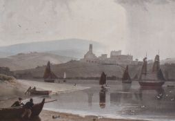 Local Interest* After William Daniell (British 1769-1837) coloured engraving 'Lancaster Castle'