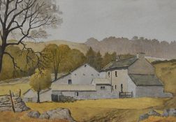 N J Hepworth (British 20th century) watercolour, local autumnal farmstead scene, signed lower
