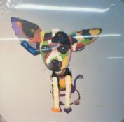 Kevin Edwards Blake (British contemporary) Chihuahua, mixed media on unframed canvas, signed lower