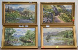 Local interest* Reverend Herbert Crossland (British 19th/20th century) a group of four oil on boards