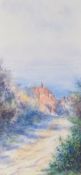 An early 20th century English school watercolour, a pleasing coastal village scene, initialled M.C.S