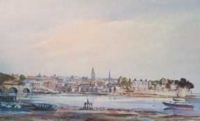 After Fred Stott (British, 1910-2006) a near pair of colour prints. The first a view of Berwick-