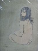 After Michael Blaker (British 1928-2018) limited edition coloured etching 'Seated Nude' numbered