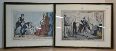 After Thomas McLean (British 1788-1875) a pair of 19th century hand-coloured satirical etchings,