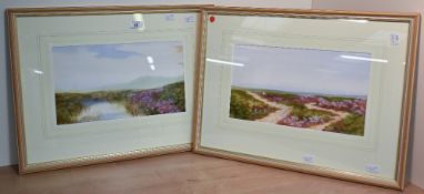 Morland (British 20th century) watercolour and body colour, a pair of Dartmoor scenes 'Leather Tor