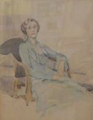 Attributed to Ronal Gray (1868-1951) watercolour portrait entitled and attributed to printed label