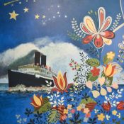 Simon M Smith (British b.1957) an attractive and eye catching oil on laminated board 'Night Boat'