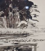 After Norman Wilkinson (British 1878-1971) etching, rivers scene with signature in pencil to margin,