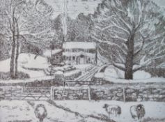 Local interest* After Rosemary Hanvard (local contemporary) monochrome print signed and entitled '