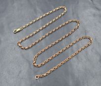 A 9ct rose gold belcher link chain, 61.5cm, 13g