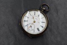 A Victorian 0.935 grade silver open face key wound pocket watch, the white dial with Roman numerals,