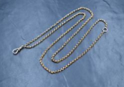 A 9ct gold belcher link muff chain, having a dog clip and attachment ring, 39cm, 14g