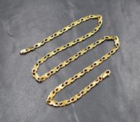 A 9ct gold fancy link neck chain, the infinity style links with a lobster clasp, 46cm, 16.2g