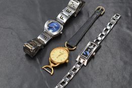 Three lady's fashion wrist watches by Fendi, & Gucci, the Fendi watch having plain blue face in