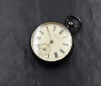A Victorian silver Fattorini & Sons key wound pocket watch, having Roman numeral dial with