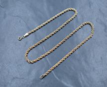 A 9ct gold rope neck chain, 43cm, 3g