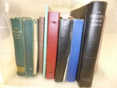 WORLDWIDE COLLECTIONS IN 9 VOLUMES, ALL ERAS SEEN MINT AND USED Tub with 9 world collections