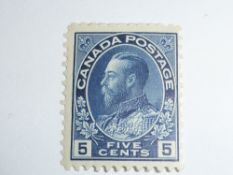 CANADA GV 1911 5c INDIGO MOUNTED MINT (SG 206) Mounted mint example of this GV value from 1911.