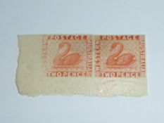 WESTERN AUSTRALIA 1860 PAIR OF 2d ORANGE VERMILLION MINT 2d Orange Vermillion a very fine unused