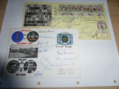 CRICKET - 1977 CENTENNIAL TOURS 2 x COVERS SIGNED BY ENGLAND & AUSTRALIA Pair of covers, one