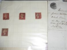 GB 1D REDS & OTHER LINE ENGRAVED ITEMS ON LEAVES + LETTER FROM CLIFTON ARMS HOTEL B'POOL Folder of