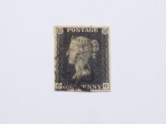 GB 1840 ID BLACK 4 MARGIN CORNER LETTERS GG WITH BLACK MX 1d Black with four margins (close bottom