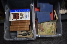 Two boxes containing various books, to include practical information for all, the wonder book of