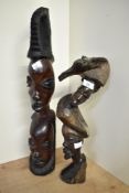 An early / mid 20th century African tribal table top sculpture, hand carved in ebony depicting