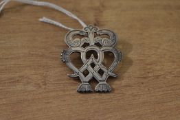 A scottish silver luckenbooth pendant by Ola Gorie, Edinburgh 1977