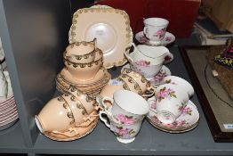 A Queen Ann pattern part tea service, sold together with a Wellington pattern part tea service.